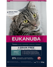 Kuivtoit kassidele Eukanuba Grain Free Adult lõhega, 10 kg