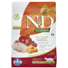 Kuivtoit kassipoegadele Farmina N&D Pumpkin Cat Quail and Pomegranate Neutered Adult, 300 g