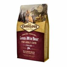 Kuivtoit steriliseeritud kassidele Carnilove lambaliha ja metsseaga, 2 kg