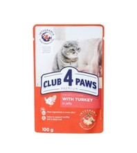 Konserv kassidele Club 4 Paws Premium kalkunilihaga tarretises, 100 g