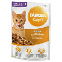 Märgtoit kassipoegadele Iams Delights Kitten Chicken in Gravy, 85 g