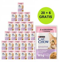 Märgtoit kassipoegadele Purina Cat Chow Sensitive lõhe ja suvikõrvitsaga kastmes, 26 x 85 g