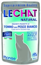 Kassitoit LeChat Natural Pouches, tuunikala ja merekalaga, 80 g