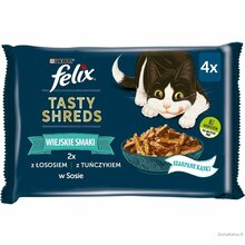Märgtoit kassidele Felix Tasty Shreds lõhe ja tuunikalaga, 4x80g