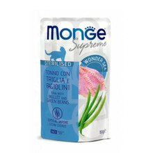 Monge Supreme Sterilised konserv tuunikala, kefali ja roheliste ubadega, 80 g