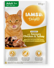 Konserv kassidele IAMS Delights kanaliha ja kalkunilihaga, 85 g