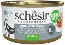 Märgtoit kassidele Agras Pet Foods SCHESIR Complements tuunikala ja kalmaariga želees, 70 g