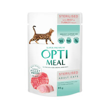 Märgtoit kassipoegadele Optimeal veise- ja kalkunifileega, 85 g