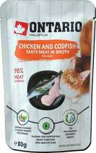 Konserv kassidele Ontario Chicken and Codfish, 80 g, 15 tk