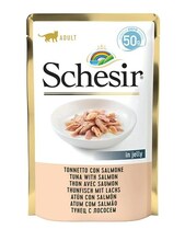 Märgtoit kassidele Schesir in Jelly tuunikala ja lõhega, 50 g
