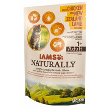 IAMS Naturally täiskasvanud kassidele kanaliha ja Uus-Meremaa lambalihaga kastmes, 85 g