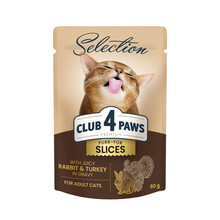 Konserv kassidele Club 4 Paws Premium Selection küüliku ja kalkuniga kastmes, 80 g