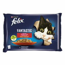 Konserv kassipoegadele Felix Fantastic lihaga ja kastmes, 4 x 85 g