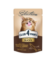 Konserv täiskasvanud kassidele Club 4 Paws Premium Selection heeringa ja kiluga želees, 80 g