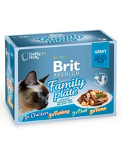 Märgtoit kassipoegadele Brit Premium Cat Pouch Gravy Fillet Family Plate, 1,2 kg 12x85 g