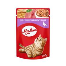 Konserv kassidele My Love kalkunilihaga kastmes, 100 g