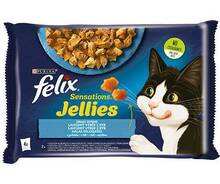 Märgtoit kassipoegadele Felix Sensations Mix lõhe, krevetid, ookeanikalad tomatiga, 4x85 g