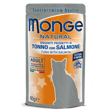 Märgtoit kassidele Monge Natural tuunikala ja lõhega, 12 x 80 g