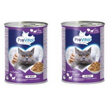 Märgtoit kassidele Prevital kalkuni ja lambaga želees, 2 x 415 g