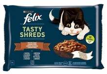 Drėgntoit kassipoegadele Purina Felix Tasty Shreds pardi ja kalkuniga, 4x80 g