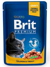 Märgtoit kassidele Brit Premium Salmon & Trout, 24 x 100 g