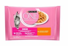 Märgtoit kassipoegadele One Junior kanaga kastmes, 4x85 g