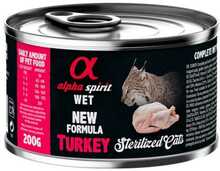 Märgtoit kassidele Alpha Spirit WET kalkuniga, 200 g, 6 tk