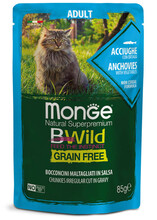 Kasside märgtoit Monge BWild anšooviste ja köögiviljadega, 85 g