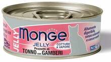 Kassikonserv Monge Jelly Adult, tuunikala ja krevetid, 80 g