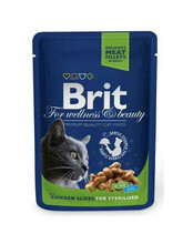 Märgtoit kassipoegadele Brit Premium Adult Sterilised kanaga, 24 x 100 g