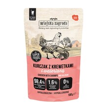 Märgtoit kassipoegadele Wiejska Zagroda kanaga, krevettide ja palderjaniga, 100 g