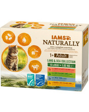 Märgtoit kassidele Iams Naturally Adult Land and Sea kollektsioon, 12 x 85 g