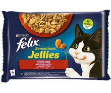 Märgtoit kassidele Felix Sensations veiseliha ja kanaga želees, 4 x 85g