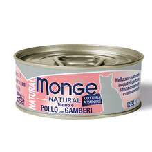 Kassikonserv Monge Natural tuunikala, kana ja krevettidega, 80 g