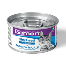 Gemon Wet Cat Mousse Sterilised tuunikala ja sealihaga, 85 g