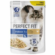 Märgtoit kassipoegadele Perfect Fit Indoor 1+ kanaga ja hernestega, 6 x 85 g