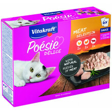 Vitakraft Poesie Delice multipack täiskasvanud kasside konserv lihaga, 6 x 85 g