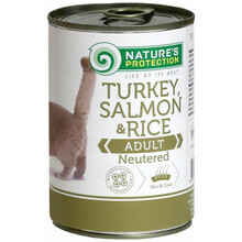 Konserv NATURE'S PROTECTION kalkuni, lõhe ja riisiga kassidele, 400 g