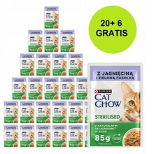Märgtoit kassipoegadele Purina Cat Chow Sterilised lambaliha ja roheliste ubadega kastmes, 26 x 85 g