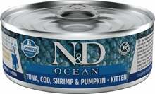 Märgtoit kassipoegadele Farmina N&D Ocean Tuna, Cod, Shrimp & Pumpkin, 70 g