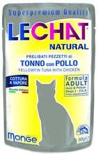 Kassi märgtoit Monge LeChat Natural Pouches, kana/tuunikala, 80 g