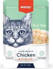 Wanpy Cat Retort Pouch kanaliha ja kammkarpidega, 85 g