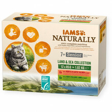 Märgtoit eakatele kassidele Eukanuba IAMS Naturally Senior Land & Sea Collection, 12 x 85 g