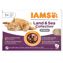 Konservtoit kassipoegadele Iams Delights Land & Sea Collection Gravy, 85 g, 12 tk