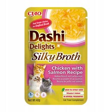 Inaba Dashi Delights Silky Broth kana ja lõhe, maius kassidele, 40g