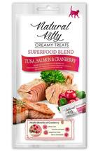 Natural Kitty Superfood Blend tuunikala, lõhe ja jõhvikatega, maiustus kassidele, 4 x 12 g