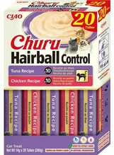 Inaba Churu Hairball control tuunikala ja kana maiustus kassidele, 20x14 g