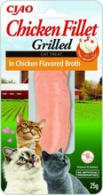 Inaba Grilled Chicken Fillet kanamaitselises puljongis, maius kassidele, 25 g