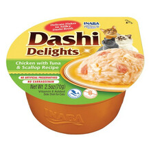 Inaba Dashi Delights kana, tuunikala ja kammkarpidega maius kassidele, 70 g