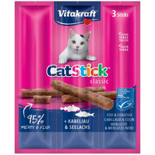 Maiuspulgad kassidele Vitakraft Cat Stick kabanosy tursa ja tuunikalaga, 3x18 g